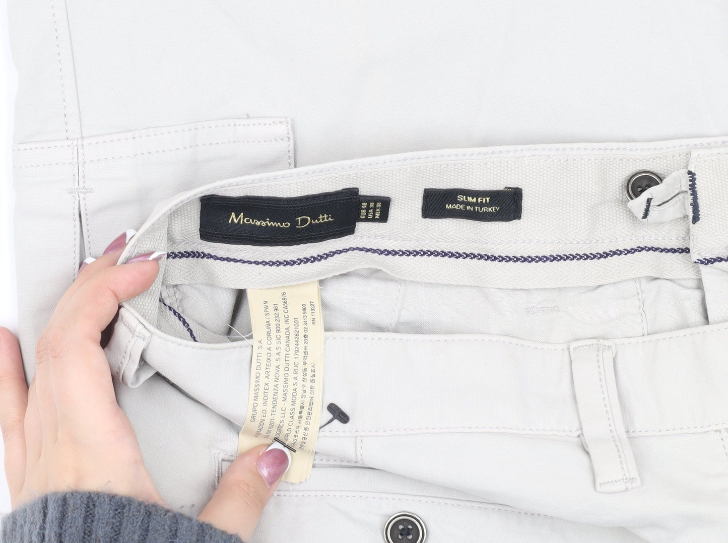 Massimo Dutti Men's Beige Cargo Trousers Slim Fit 36