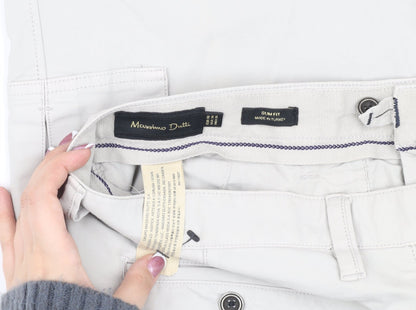 Massimo Dutti Men's Beige Cargo Trousers Slim Fit 36