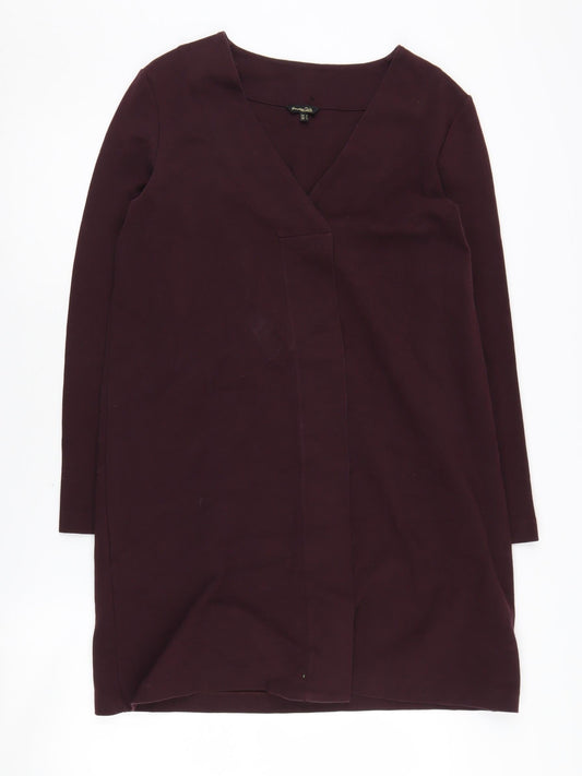 Massimo Dutti Women's Purple V-Neck Dress, Size 12