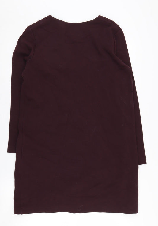 Massimo Dutti Women's Purple V-Neck Dress, Size 12