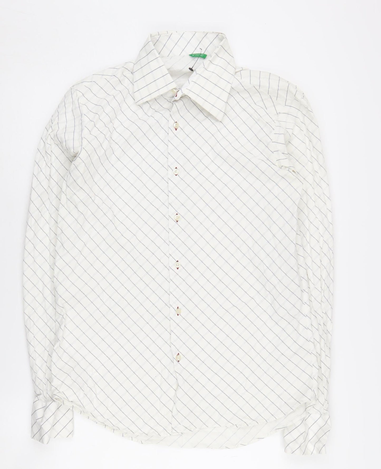 United Colors of Benetton Men's L White Check Shirt