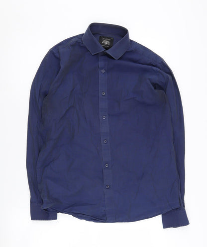 Savile Row Men's Blue Slim Fit Long Sleeve Shirt 15.5