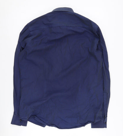 Savile Row Men's Blue Slim Fit Long Sleeve Shirt 15.5