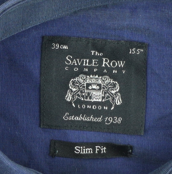Savile Row Men's Blue Slim Fit Long Sleeve Shirt 15.5