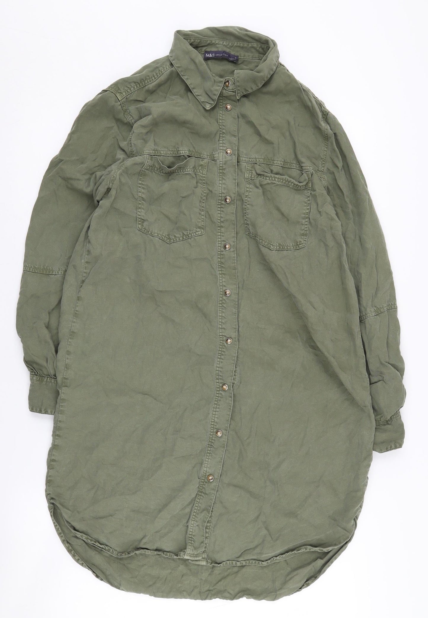 Marks and Spencer Women's Green Size 10 Button-Up Shirt