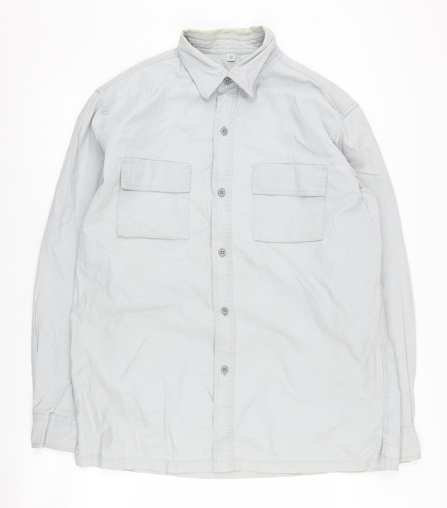 Men's White Long Sleeve Button-Up Shirt Medium