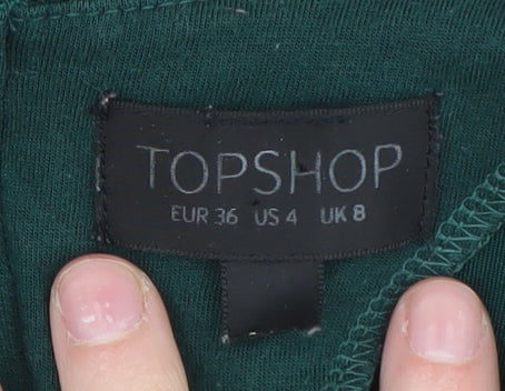 Womens UK Size UK 8 Topshop Green Basic T-Shirt