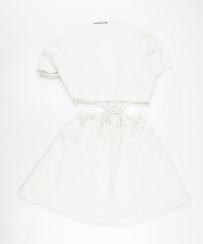 Zara Women's Short White Wrap Dress Size 8
