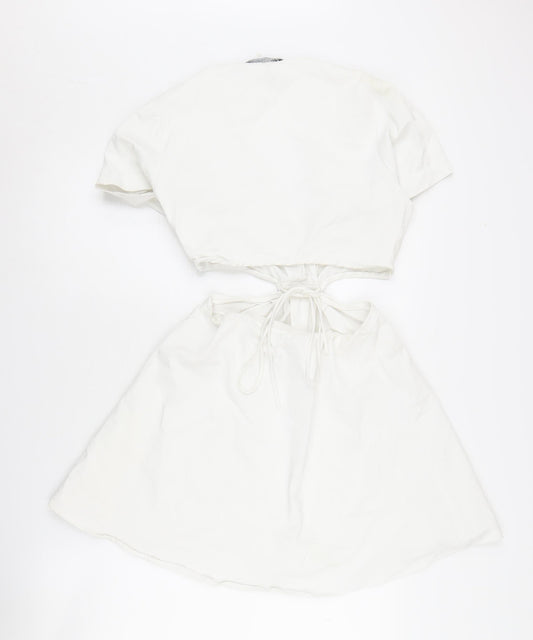 Zara Women's Short White Wrap Dress Size 8