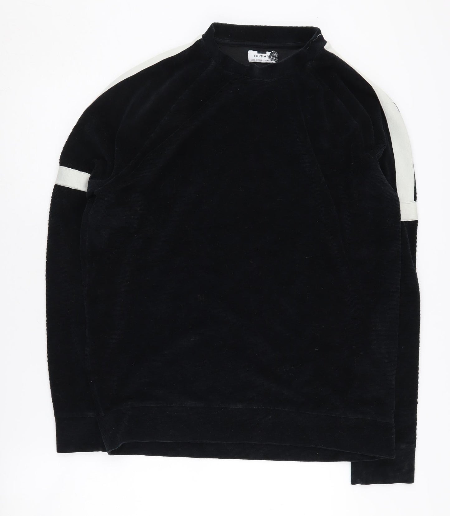 Topman Men's Black XL Sweatshirt, Long Sleeve Crew Neck