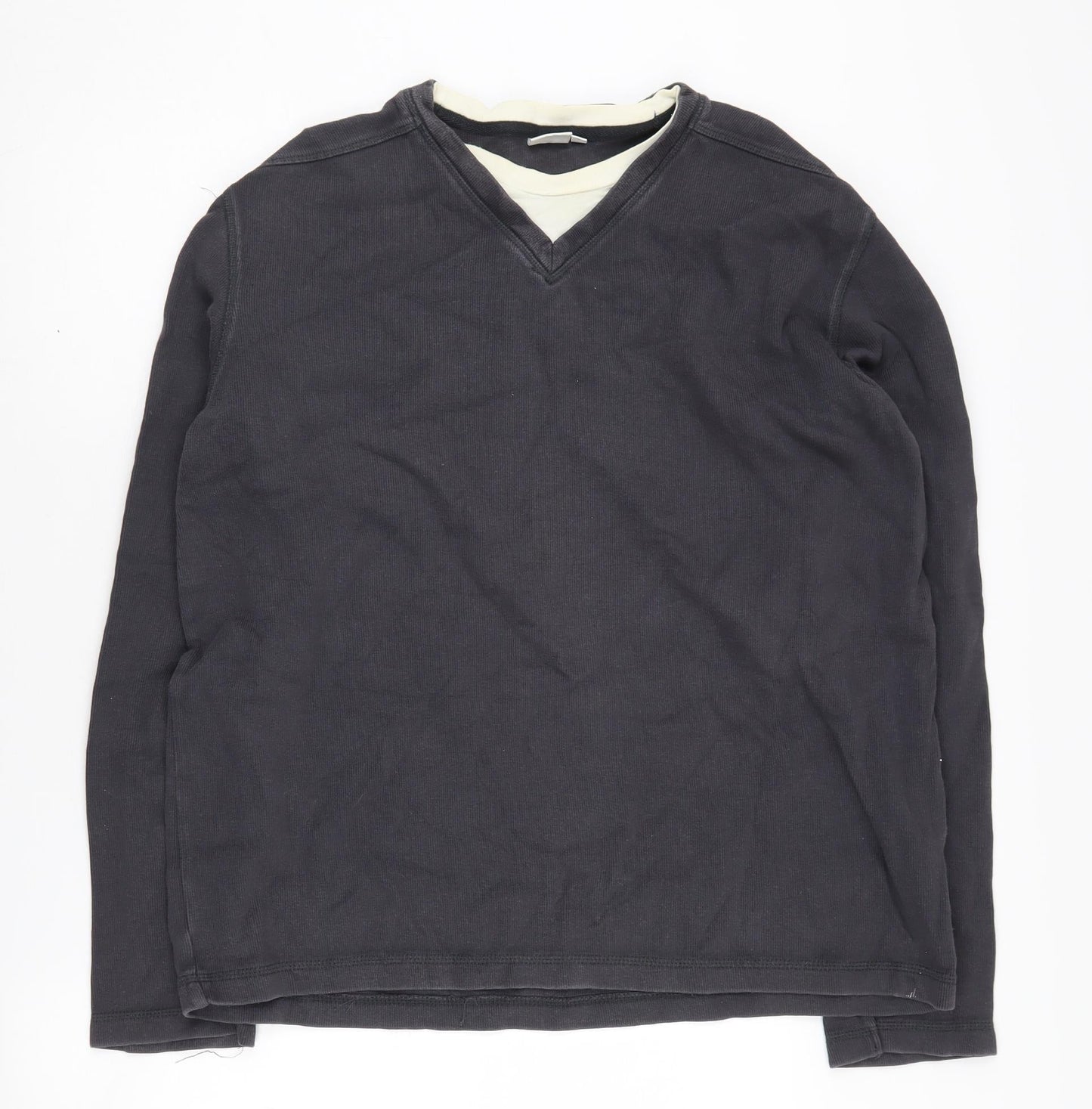 Next Men’s Black Cotton V-Neck Pullover Jumper L