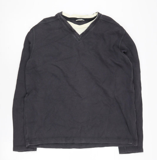 Next Men’s Black Cotton V-Neck Pullover Jumper L