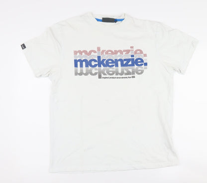 McKenzie Men's White Graphic Print T-Shirt Size L