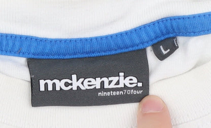 McKenzie Men's White Graphic Print T-Shirt Size L