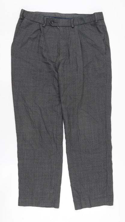 Marks and Spencer Men's Grey Regular Trousers 32