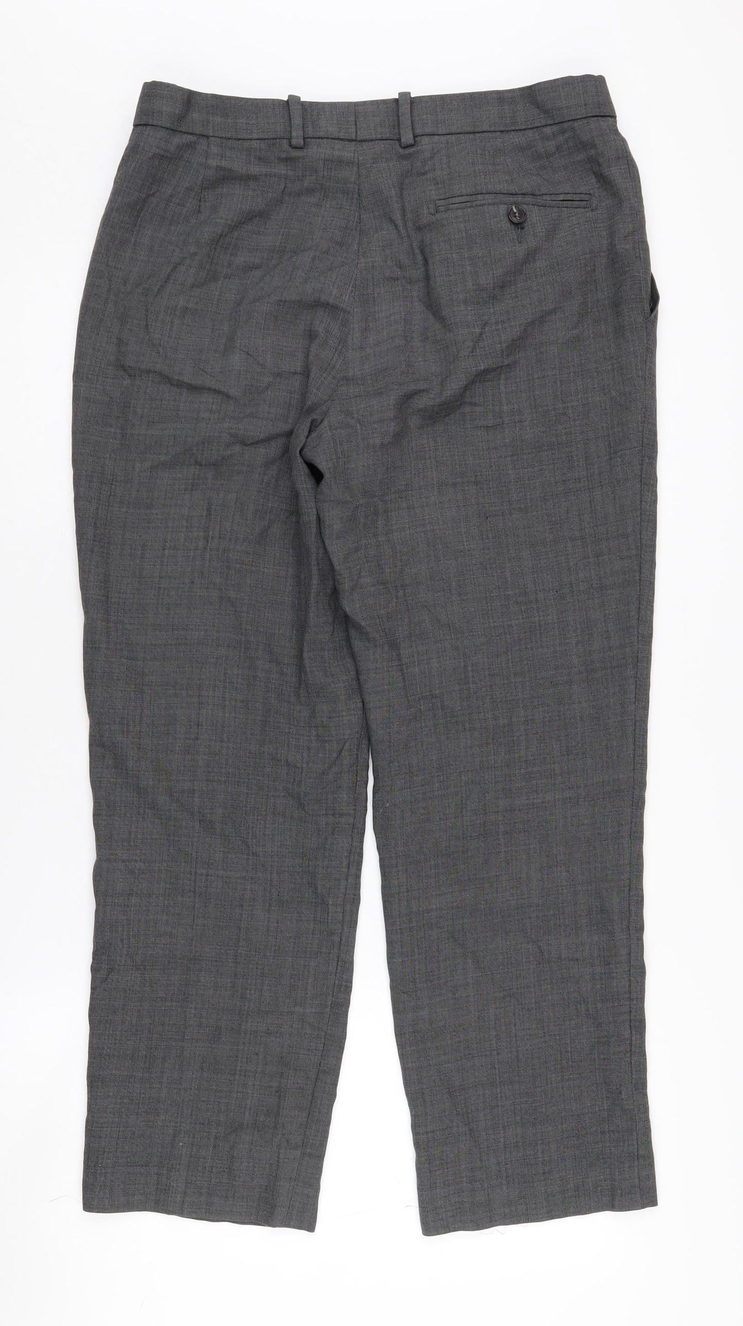 Marks and Spencer Men's Grey Regular Trousers 32