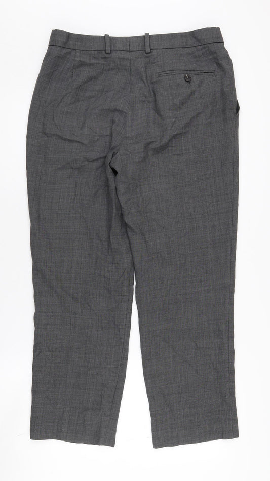 Marks and Spencer Men's Grey Regular Trousers 32