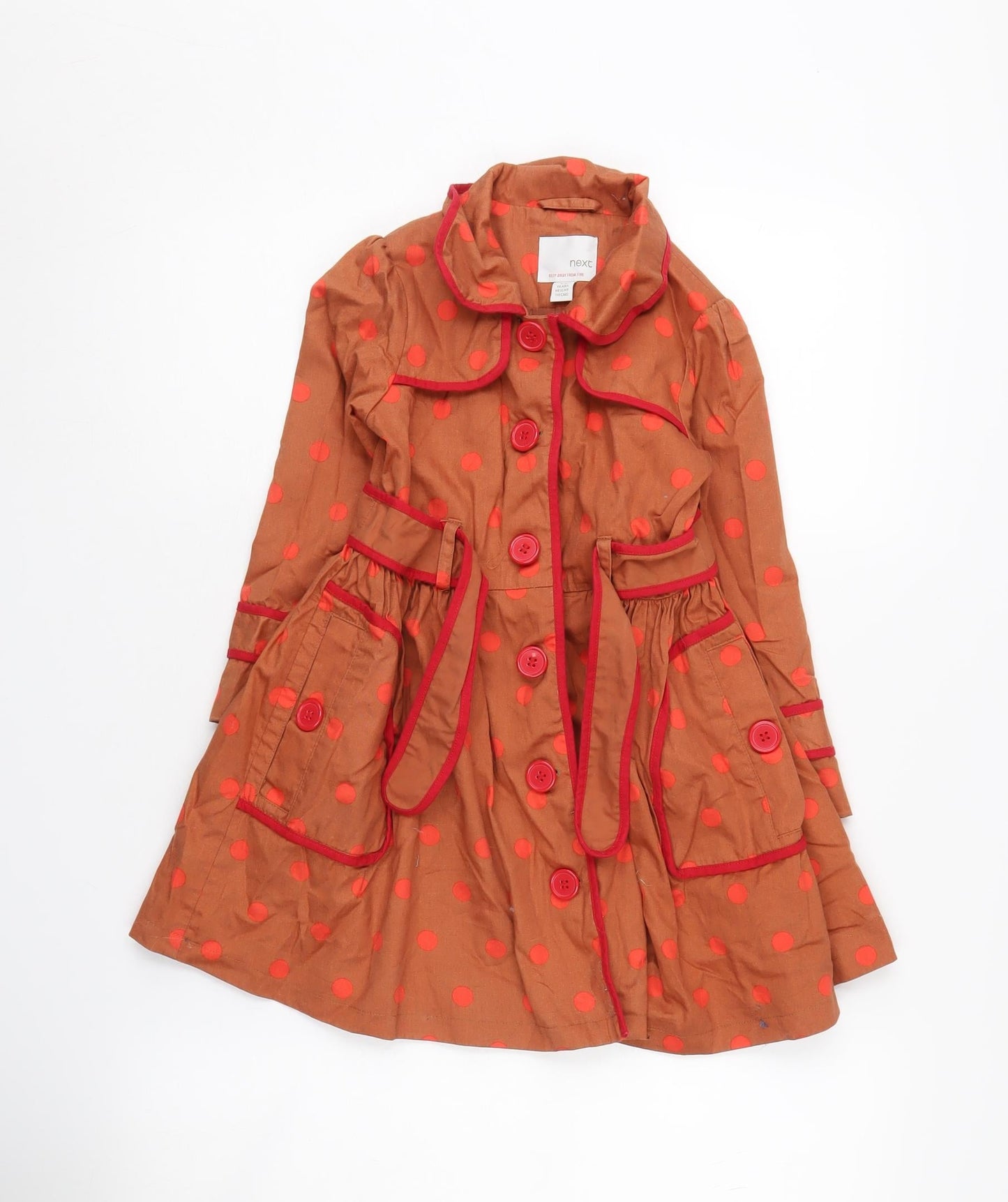 Next Girls Brown Polka Dot Trench Coat, Age 4-5 Years