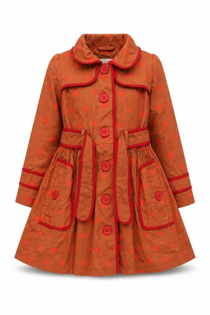 Front view of Next girls’ brown polka dot trench coat, age 4-5 years