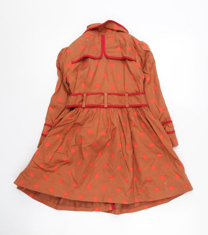 Next Girls Brown Polka Dot Trench Coat, Age 4-5 Years
