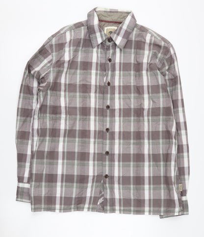 Fat Face Men's Grey Plaid Long Sleeve Button-Up Shirt