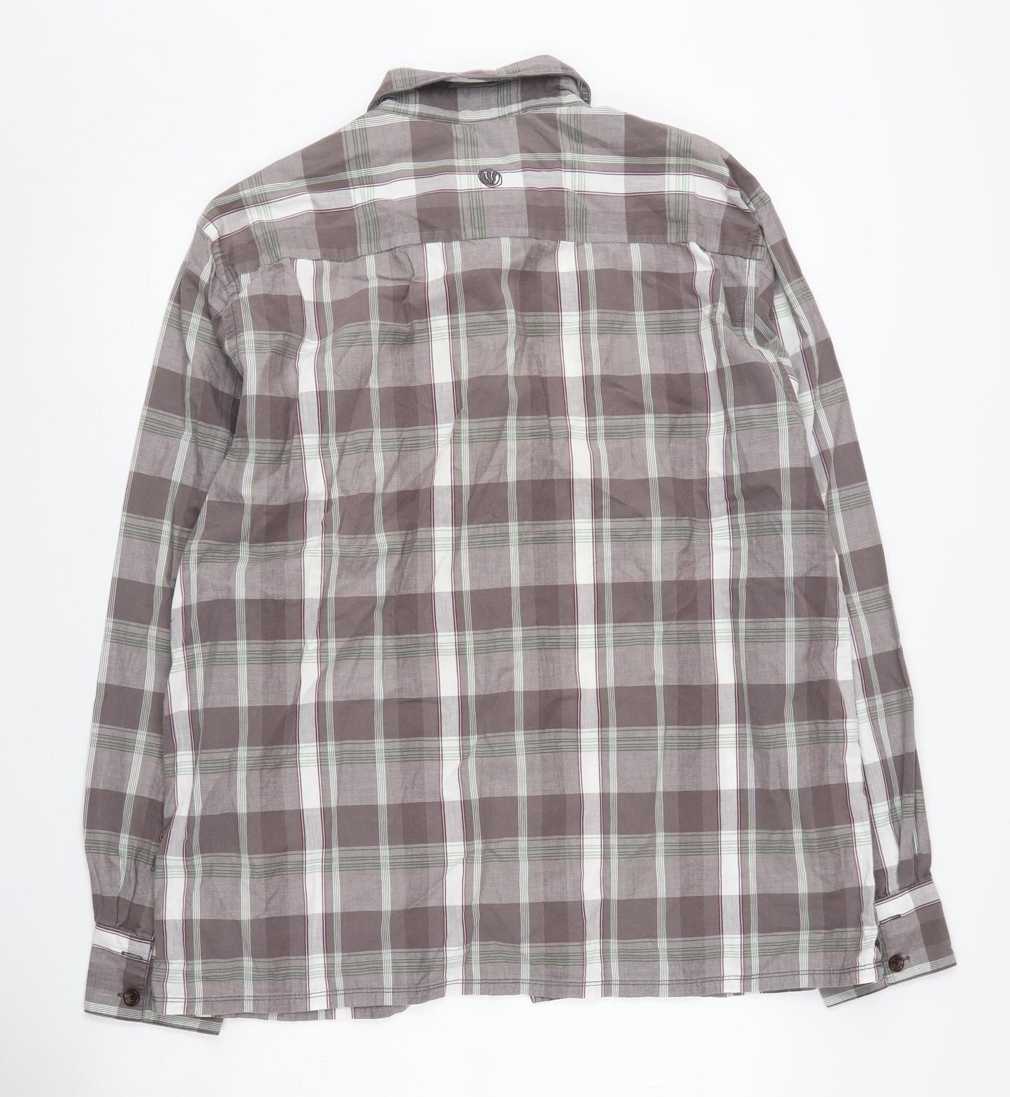 Fat Face Men's Grey Plaid Long Sleeve Button-Up Shirt