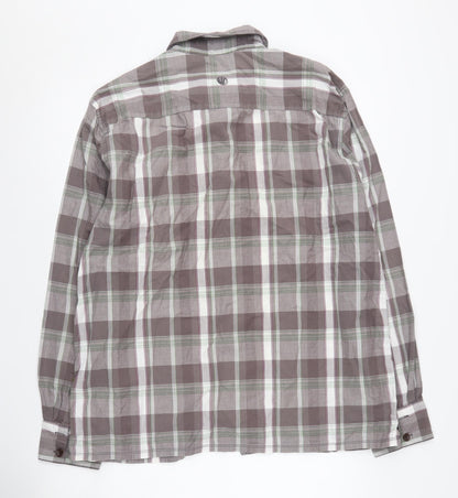 Fat Face Men's Grey Plaid Long Sleeve Button-Up Shirt