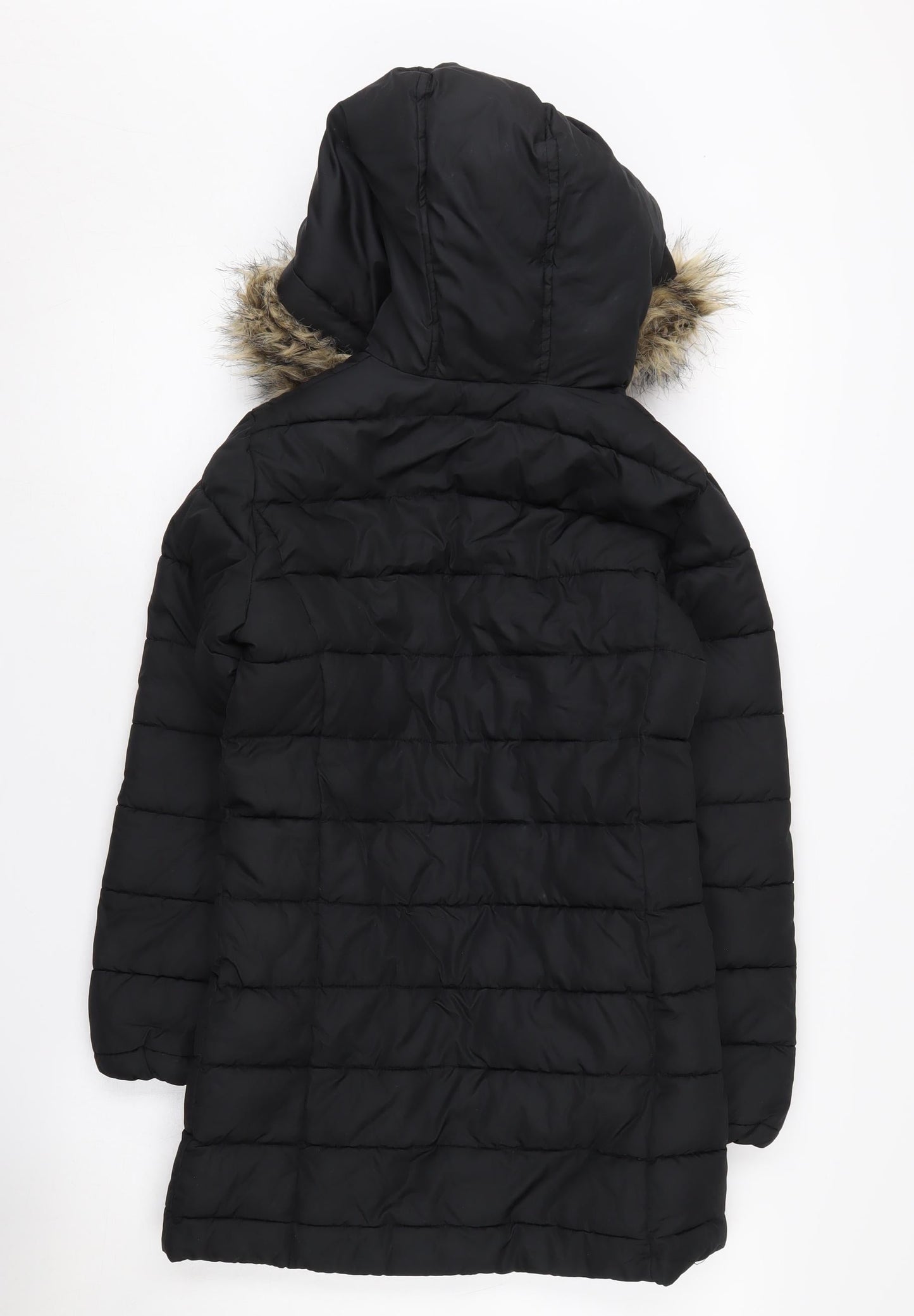 GapKids Girls Black Long Hooded Puffer Jacket 10-11 Years