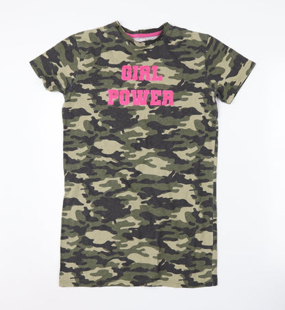 Threadgirls Camouflage T-Shirt, Girls 11-12 Years, Green/Black