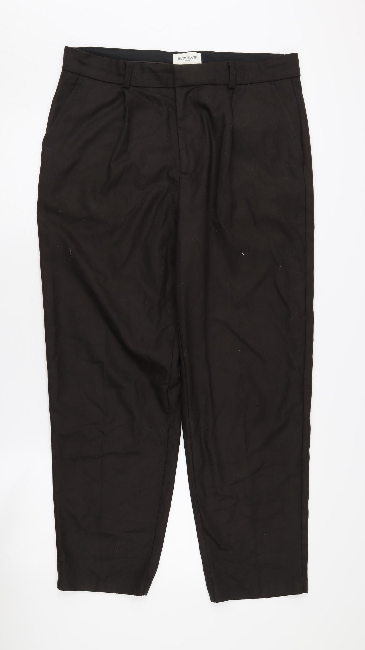 River Island Men's Black Regular Fit Trousers, Size 32
