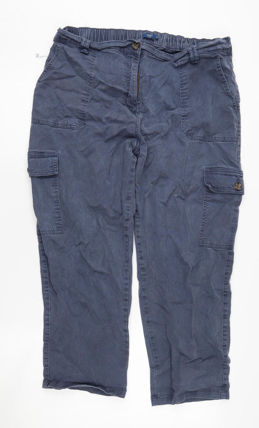 Cotton Traders Women's Blue Cargo Trousers Size 18