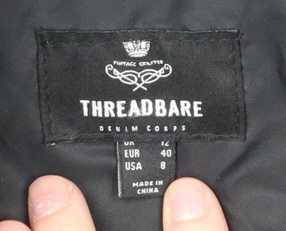 Womens UK Size 12 Threadbare Black Puffer Jacket
