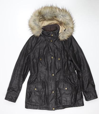 Womens UK Size 8 Marks and Spencer Black Parka Coat