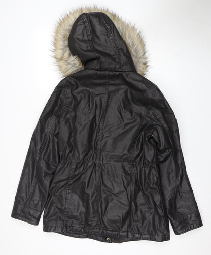 Womens UK Size 8 Marks and Spencer Black Parka Coat