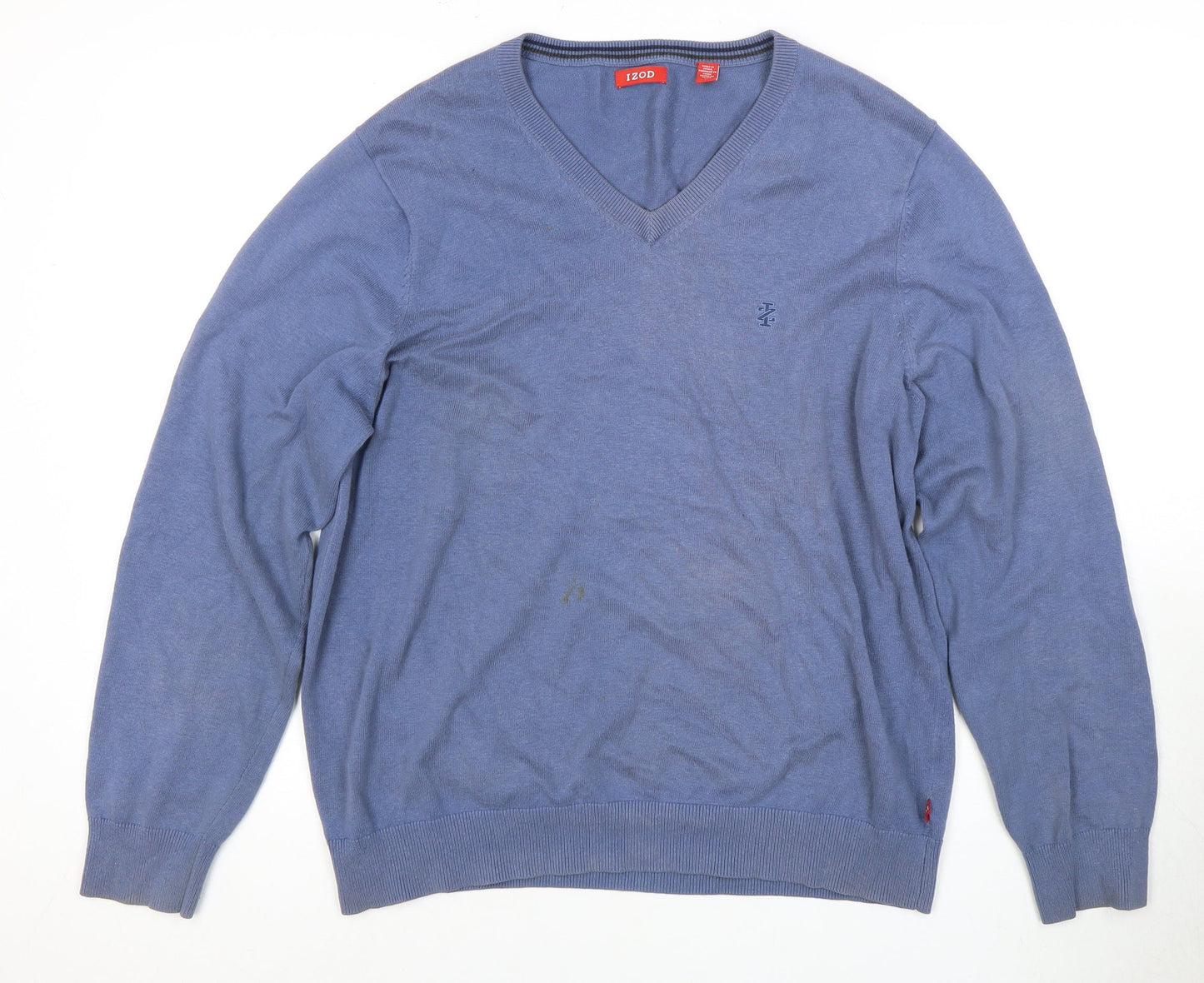Izod Men's Blue V-Neck Pullover Jumper, Size M