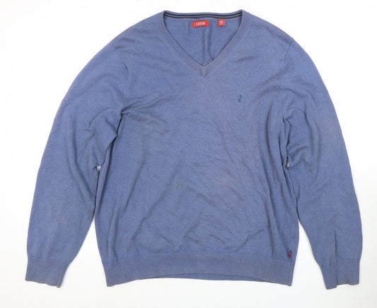 Izod Men's Blue V-Neck Pullover Jumper, Size M
