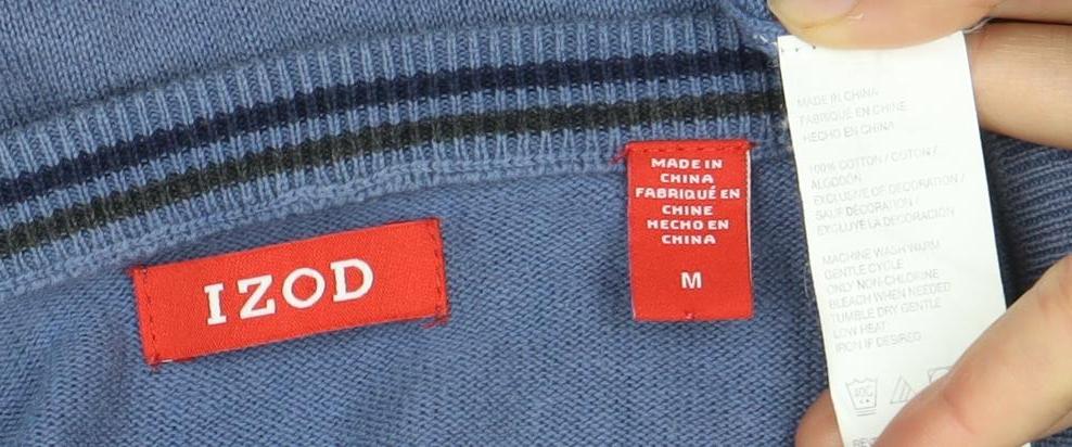 Izod Men's Blue V-Neck Pullover Jumper, Size M