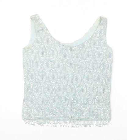 Womens UK Size 10 No Data Blue Basic Blouse