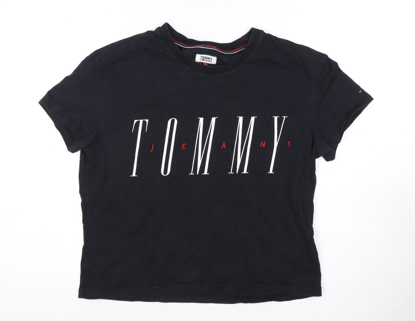 Womens UK Size S Tommy Jeans Black Basic T-Shirt