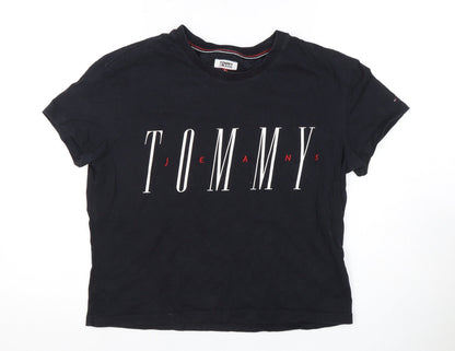 Womens UK Size S Tommy Jeans Black Basic T-Shirt