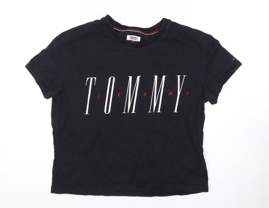 Womens UK Size S Tommy Jeans Black Basic T-Shirt
