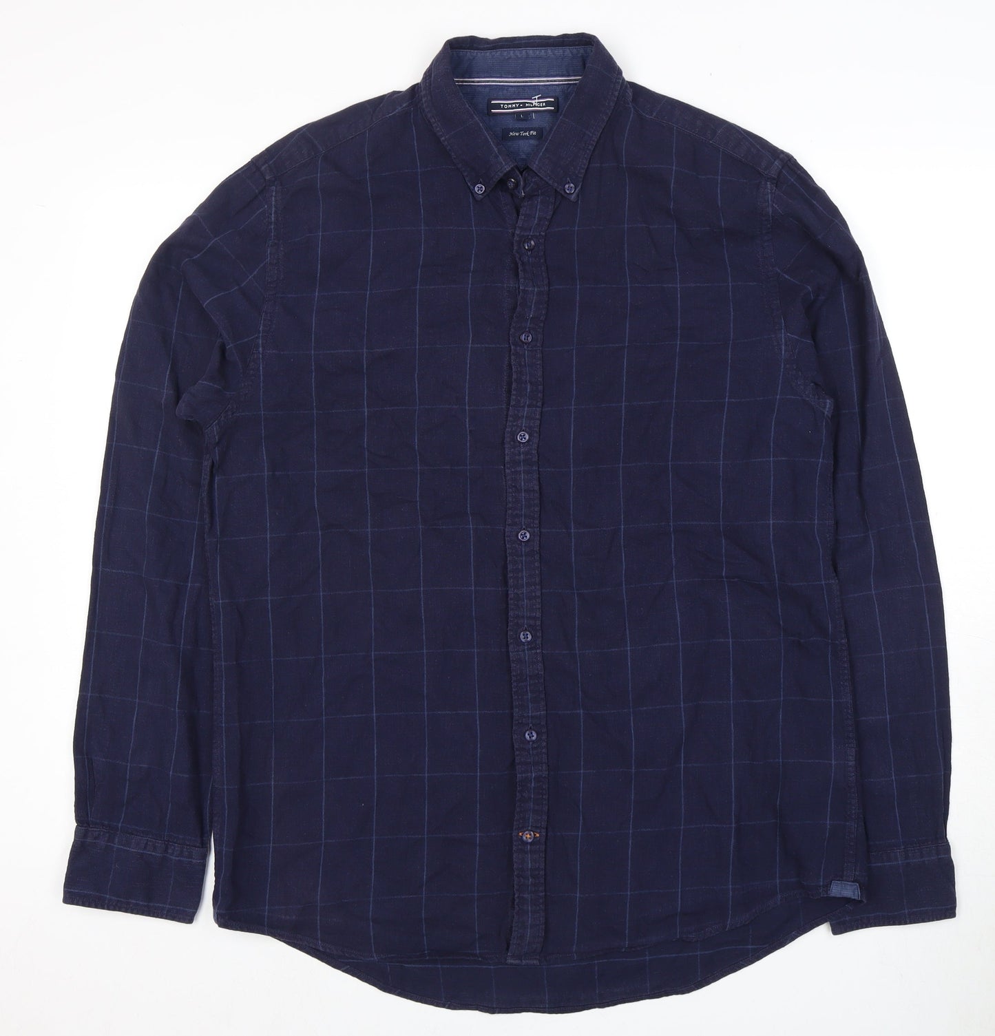 Tommy Hilfiger Men's Blue Check Dress Shirt L