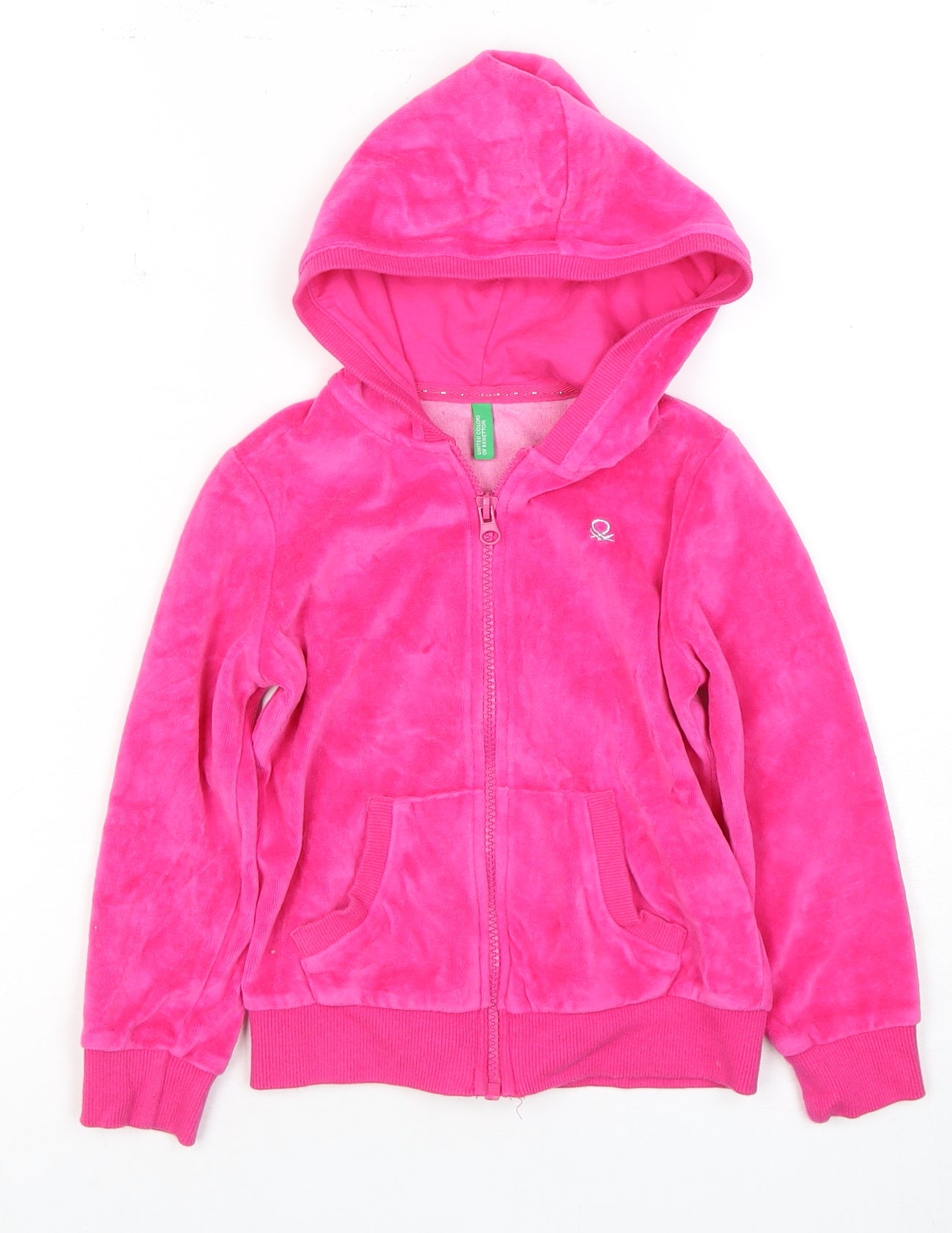 United Colors of Benetton Girls Pink Velour Hoodie XS