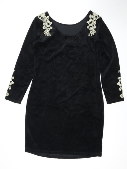 Monroe & Main Women's Black Sheath Dress L Formal
