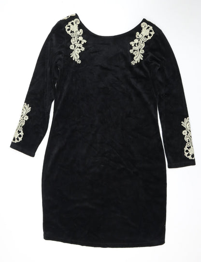 Monroe & Main Women's Black Sheath Dress L Formal