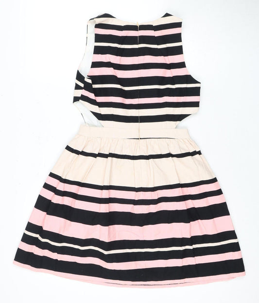 Topshop Women Pink Black Striped Dress Size 10