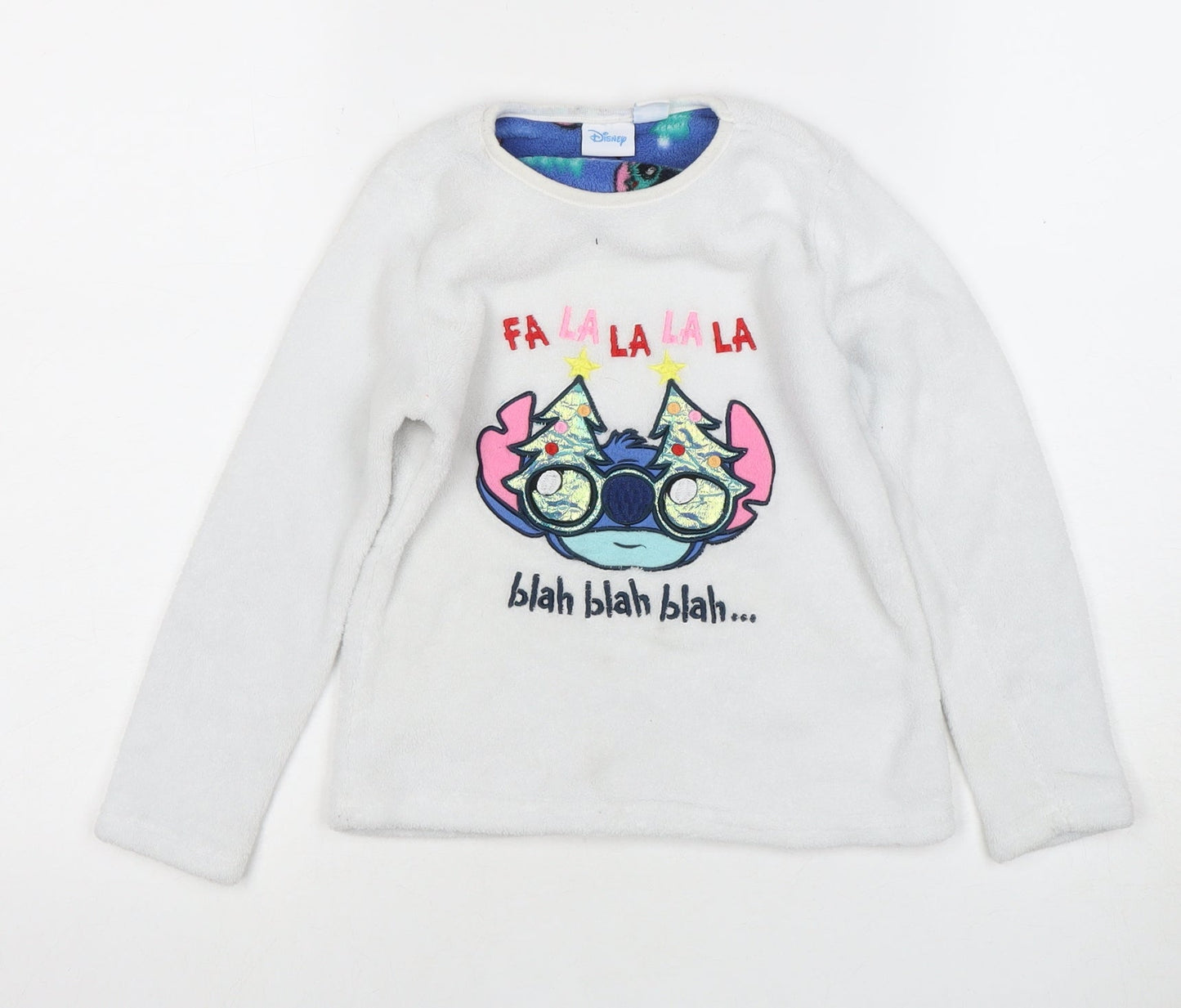 Disney Girls White Stitch Christmas Pyjama Top 8-9 Years