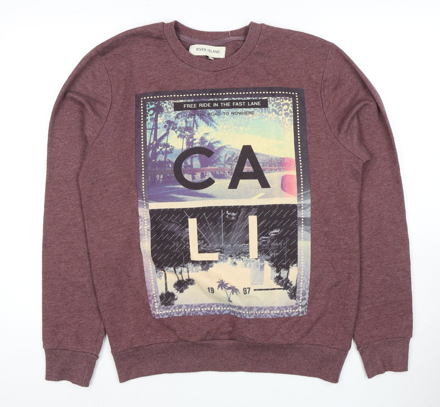 Mens UK Size M River Island Purple Pullover Sweatshirt