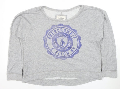 Abercrombie & Fitch Grey Women's Logo Pullover Sweatshirt S