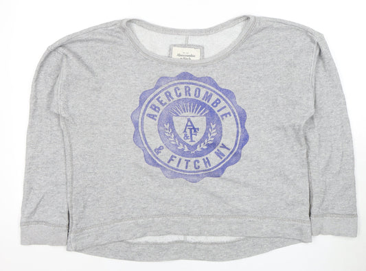 Abercrombie & Fitch Grey Women's Logo Pullover Sweatshirt S